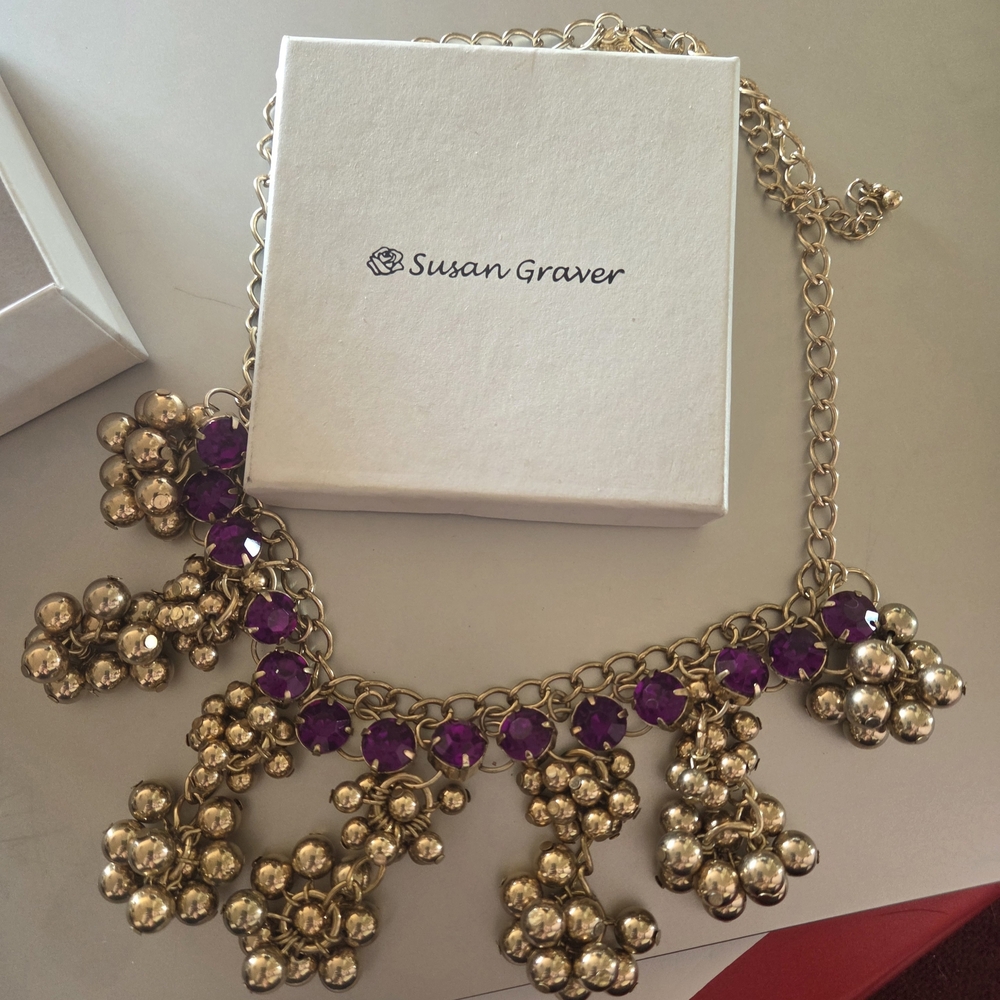 Susan Graver Gold Necklace with Purple Accents